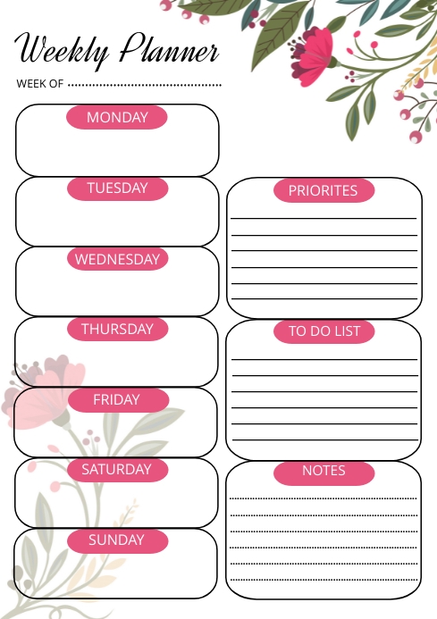 Daily / Weekly Planner Template | PosterMyWall