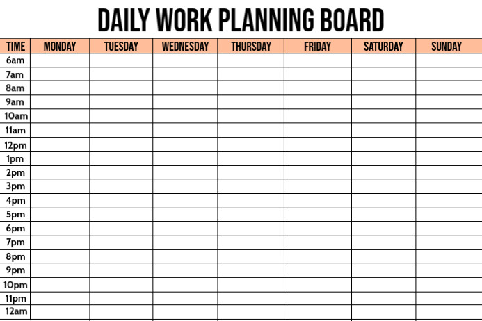 Daily Work Planning Board Template | PosterMyWall