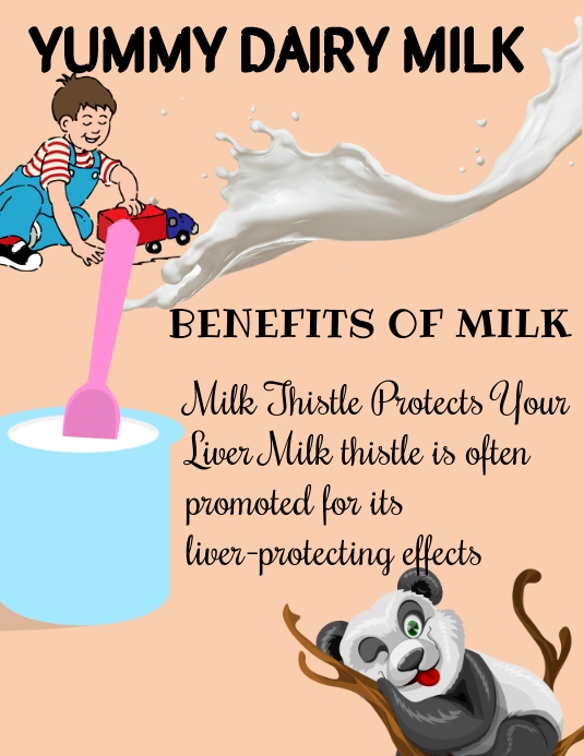 Dairy for kids Flyer (Letter pang-US) template