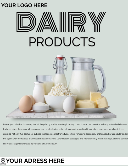 Flyer Daity Milk Poster Design Template