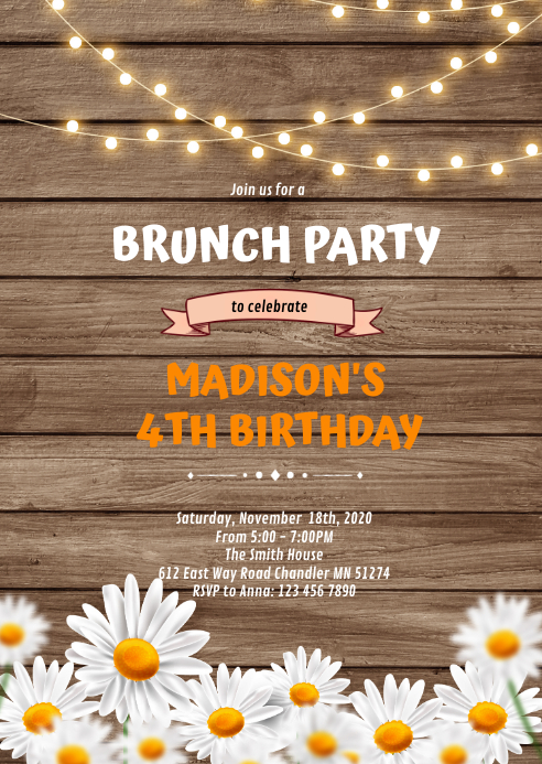 Ganseblumchen Blume Thema Einladungsbroschure Vorlage Postermywall