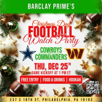 白色 Football Watch Party Post Instagram Template