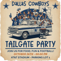 Dallas Cowboys Tailgate Party Flyer Template | Football Game Day Tailgating Poster Message Instagram
