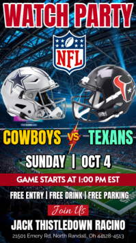 黑色 NFL Watch Party เรื่องราวบน Instagram Template