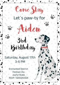 Dalmatian Birthday Invitation A6 template