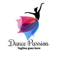 Dance academy logo, dance school logo template