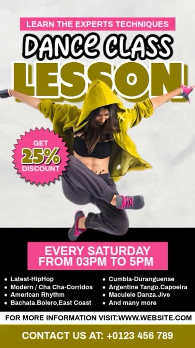 Dance Class Lesson รีลบน Instagram template
