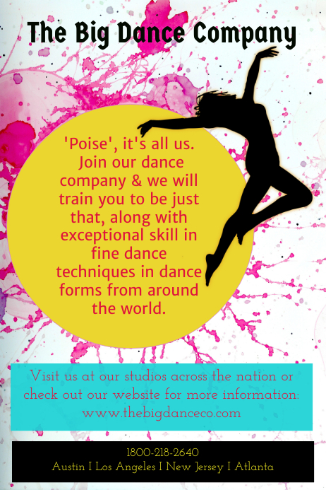 Dance Company Flyer Poster Template Postermywall