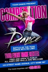 สีม่วง Dance Competition Poster Template