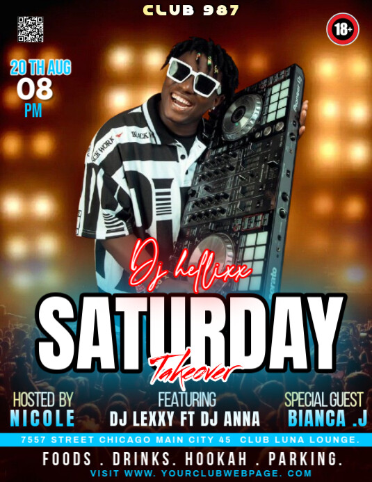 dance floor party , Dj live Flyer (US Letter) template