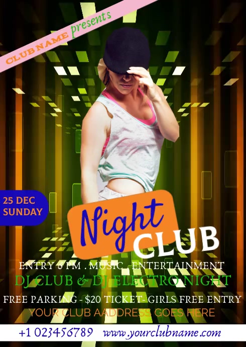 Dance party and night club (1) A6 template