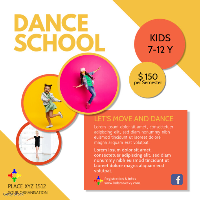 Dance School Lessons Academy Dancing Ad Instagram Post template