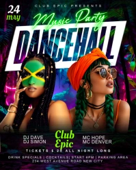 Dancehall concert Jamaican Carribbean reggae night event club music party invitation Instagram flyer template
