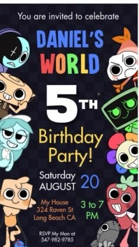 Dandy's World Birthday invitation card tempalte instragram story template