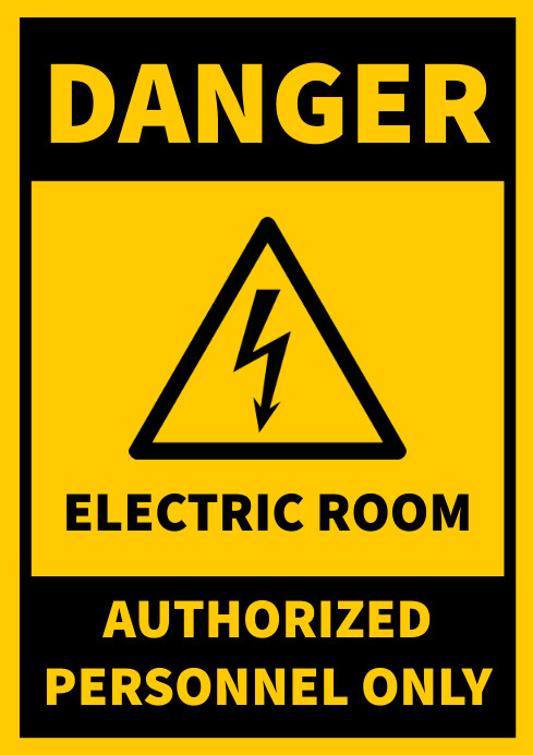 Danger electric room sign A4 template