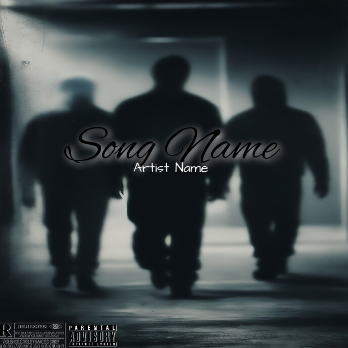 dark, moody, and atmospheric blurry figures ,urban vibe Album Cover template