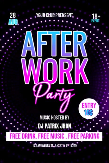 Dark after work party video 海报 template