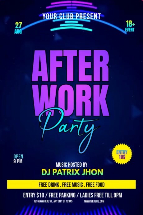 Dark after work party video Плакат template