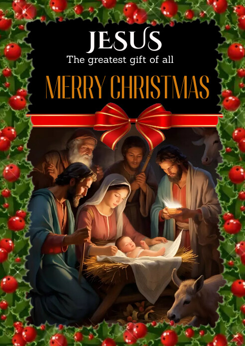 Christmas Nativity Scene Card Template PosterMyWall Christmas Nativity Scene Card Template PosterMyWall