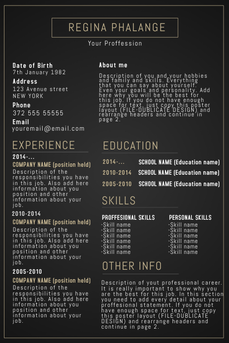 Dark Black Free Resume Cv Template Postermywall