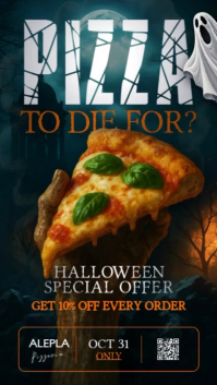 Dark Black Orange Maximalist Halloween Pizza Promotion Instagram story - Spooky advertisement template