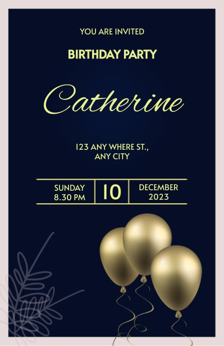 Elegant Birthday Party Invitation Template PrintFixels Customized Blue