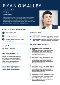 dark blue and white colors cv resume template A4