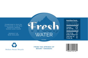 Dark blue and white water bottle label Tatak template
