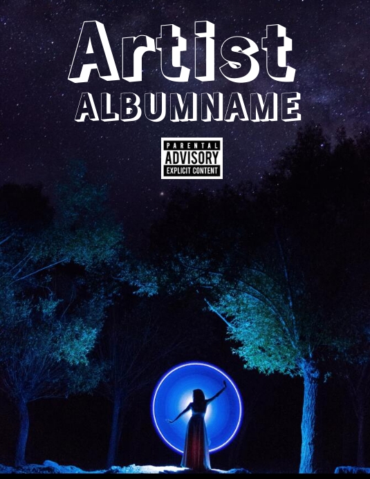 Dark blue artistic album cover 传单(美国信函) template