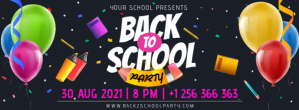 สีดำ Back to School Party Facebook-Cover Template