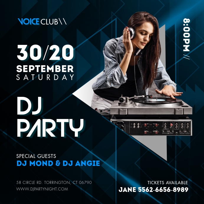 Dunkelblau Dj Party Einladungsbroschure Vorlage Postermywall