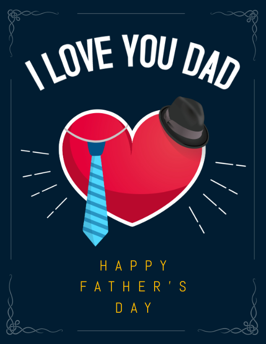 Dark Blue Father's Day Wish Flyer Template Ulotka (US Letter)