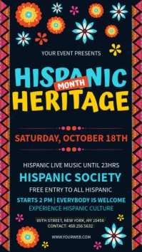 Dark Blue Hispanic Heritage month signage Umbukiso Wedijithali (9:16) template