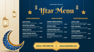 Dark blue Iftar menu digital signage template