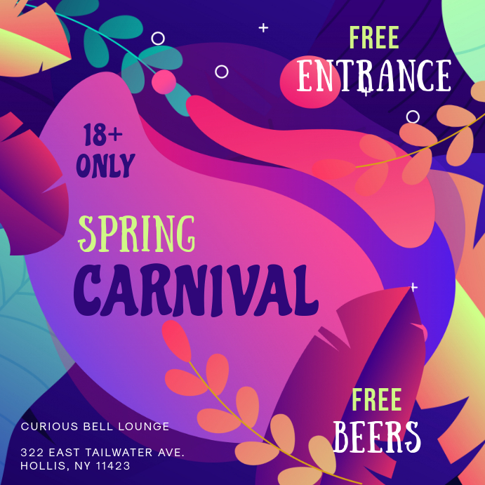 Dark Blue Illustrations Spring Party Invitation Template