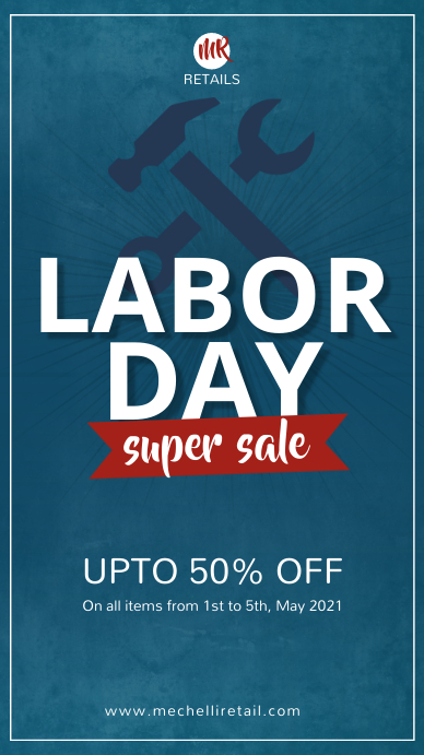 Dark blue labor day sale instagram story template