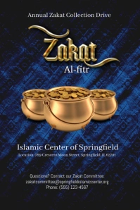 dark blue Modern & Minimal Zakat Poster Cartaz template