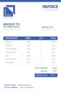 Dark Blue Modern Digital Sales Invoice Poster template