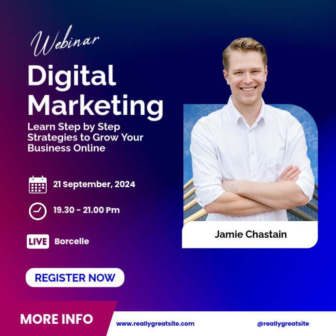 Dark Blue Modern Webinar Digital Marketing  Instagram Post template