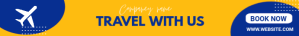 Dark Blue Orange Modern Travel With Us Leader template