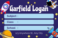 Dark Blue Space Book Labels For School template