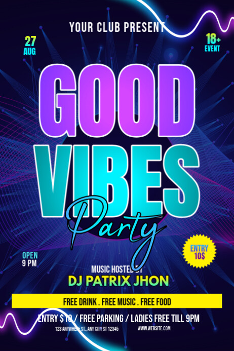 Dark Good vibes party  poster 海报 template