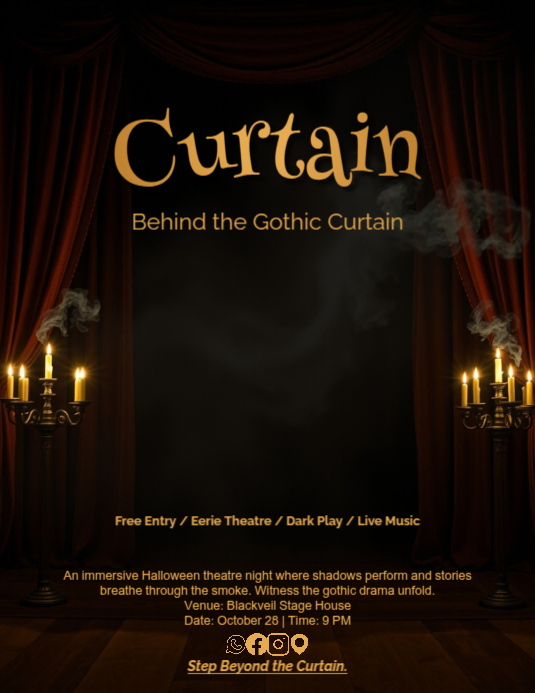 Copy of Dark Gothic Theatre Halloween Flyer Template | PosterMyWall