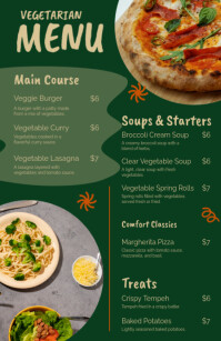 Zielony Dark Green Creative Vegetarian Menu Template (Half Page Wide) Mezza pagina Wide