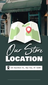 Dark Green Minimalist Store Location Address Instagram Story template