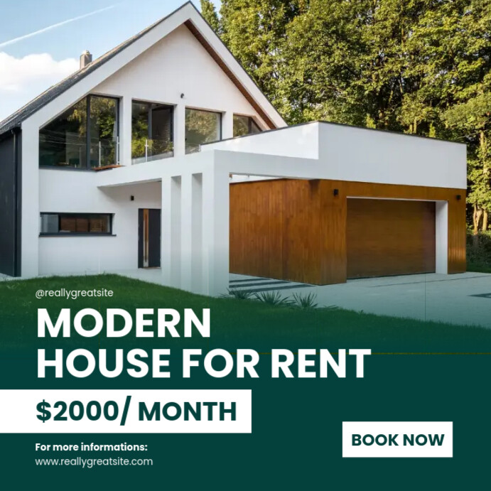 Dark Green Modern House Rent Instagram Post Template | PosterMyWall