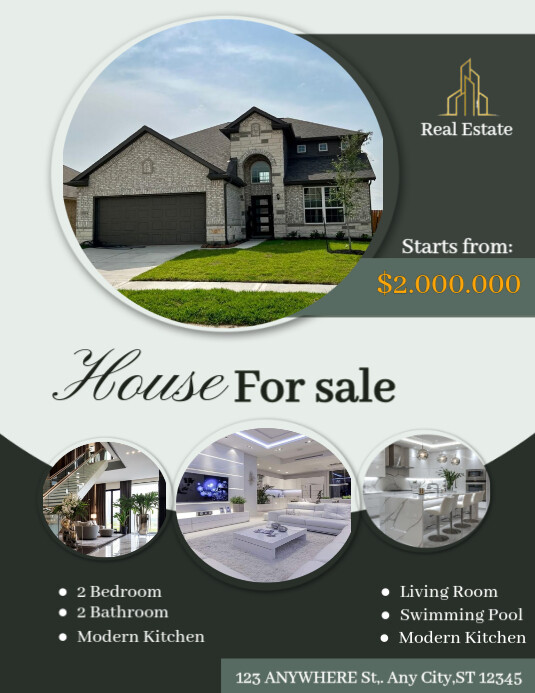 Copy of Dark Green Simple Modern & Minimal House For Sale Real Estate ...