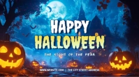 Dark Happy Halloween Greetings With A Glowing Digitalt display (16:9) template