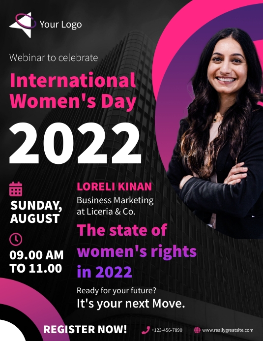 Dark International women's day digital displa Flyer (US Letter) template