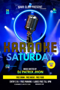 Dark karaoke Saturday poster template